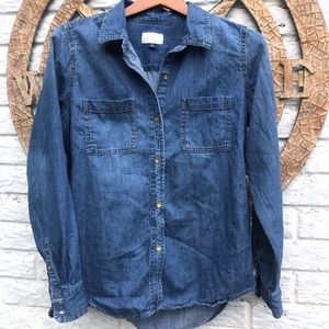 Denim button-down shirt